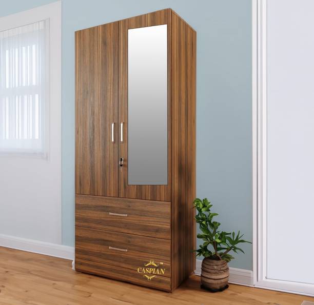 CASPIAN Wooden Almirah for Clothes and Stacking space -Home Furniture Storage Engineered Wood 2 Door Wardrobe