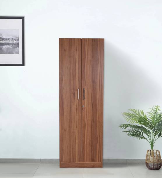Mintwud from Pepperfry Kenzou 2 Door Wardrobe In Lyon Walnut Finish With Adjustable Shelves Engineered Wood 2 Door Wardrobe