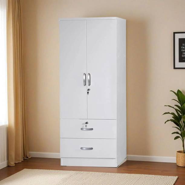 CASPIAN Wooden Almirah for Clothes and Stacking space -Home Furniture Storage Engineered Wood 2 Door Wardrobe