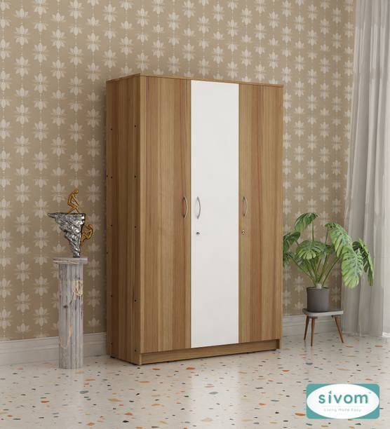 SIVOM SIVOM Oliver Multipurpose 3 Door Wardrobe / Spacious 7 Shelves With 2 Drawer Engineered Wood 3 Door Wardrobe