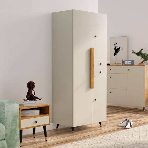 Hexa Red Wooden Wardrobe with Drawer & Hanging Space 3 Year Warranty Engineered Wood 3 Door Wardrobe