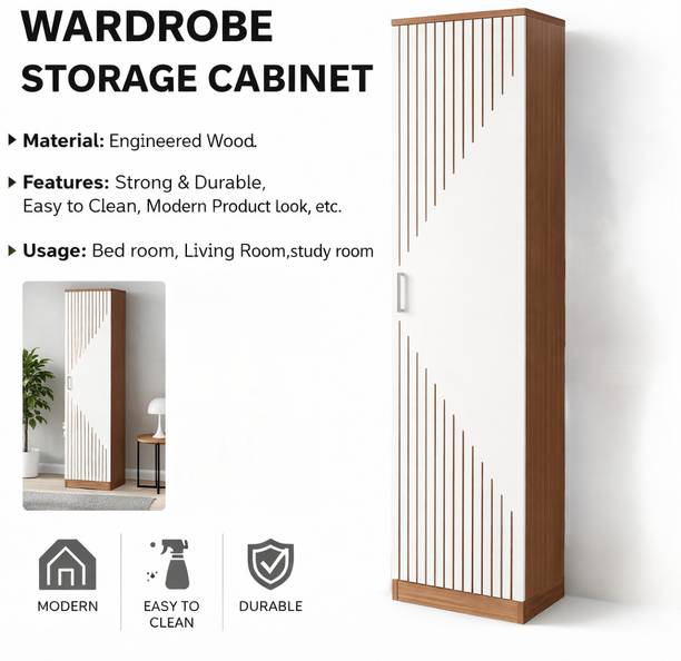 Flipkart Perfect Homes Multipurpose Space Saving Wooden Wardrobe | Stylish Black Door Storage Unit Engineered Wood 1 Door Wardrobe