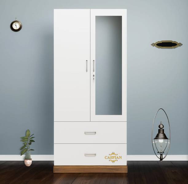 CASPIAN Wooden Almirah for Clothes and Stacking space -Home Furniture Storage Engineered Wood 2 Door Wardrobe