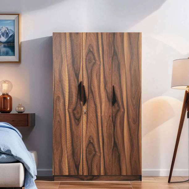 Mintwud from Pepperfry Maya 3 Door Wooden Wardrobe With Hanger Road For Bedroom/Home Engineered Wood 3 Door Wardrobe