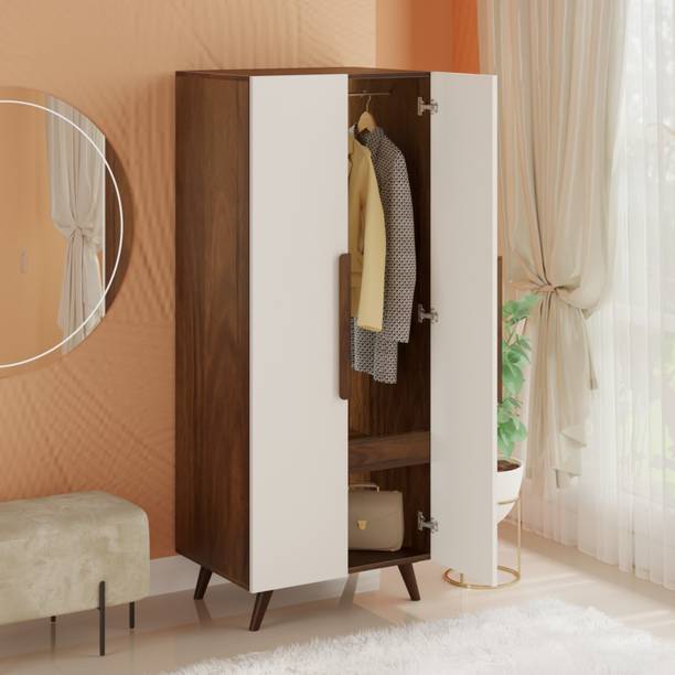 BLUEWUD Bonco Wardrobe Storage Unit Cabinet Rack Organizer Almirah Cupboard for Clothes Engineered Wood 2 Door Wardrobe