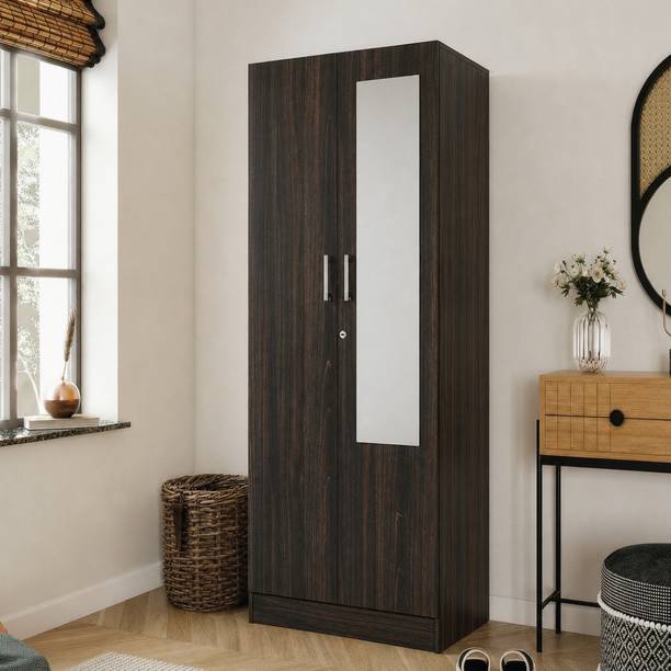 Wakefit Gingham Wall Anchored Engineered Wood 2 Door Wardrobe