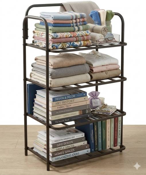 onpoint 4 LAYER PLASTIC WITH METAL Durable and Multipurpose Shoe Rack Plastic PVC Collapsible Wardrobe