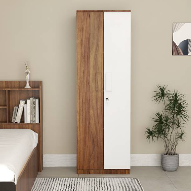 neuspace Duo S Compact Clothes Storage Cabinet with Multiple Shelves Engineered Wood 2 Door Wardrobe