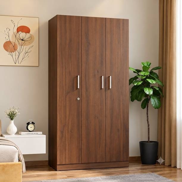 SMVDINTERIORS Wardrobe 3 Door Engineered Wood 3 Door Wardrobe