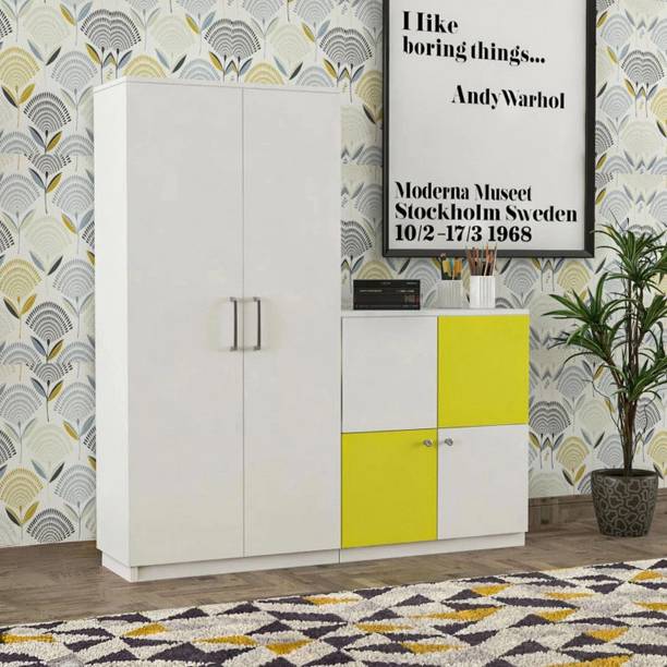 Floresta Wud Engineered Wood Wardrobe|Wardrobe Closet|Kids Wardrobe|Wooden Wardrobe Set Of 2| Engineered Wood 4 Door Wardrobe