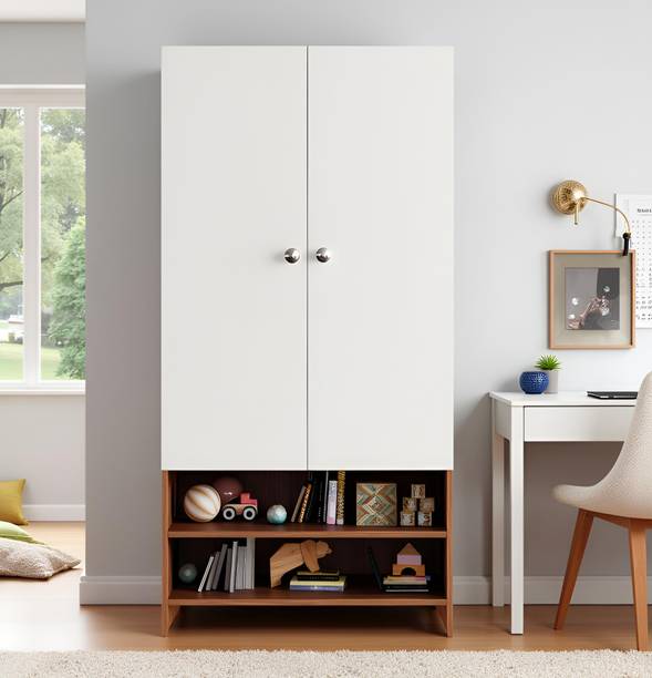 WOODWIDER Yosha Storage Cabinet Closet Almirah for Kids Study, Engineered Wood 2 Door Wardrobe