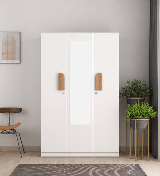 A GLOBIA CREATIONS Utsav Engineered Wood 3 Door Wardrobe
