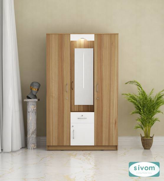 SIVOM SIVOM REDIM Multipurpose 3 Door Wardrobe with Dressing Table / 12 Shelves Engineered Wood 3 Door Wardrobe