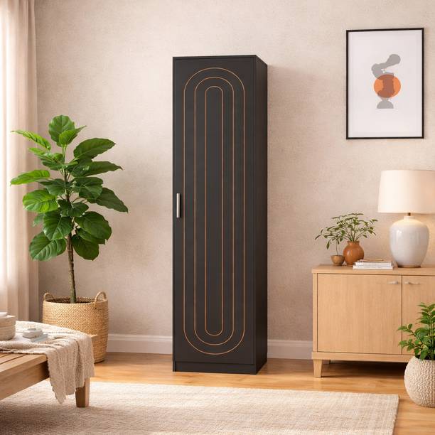 Flipkart Perfect Homes Multipurpose Space Saving Wooden Wardrobe | Stylish Black Door Storage Unit Engineered Wood 1 Door Wardrobe