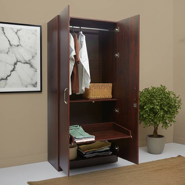 GREEN SOUL Arthur Wardrobe Walnut Engineered Wood 2 Door Wardrobe