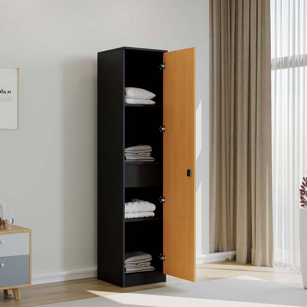 Home Full Eric 1Door Wardrobe Wenge with Beach Engineered Wood 1 Door Wardrobe