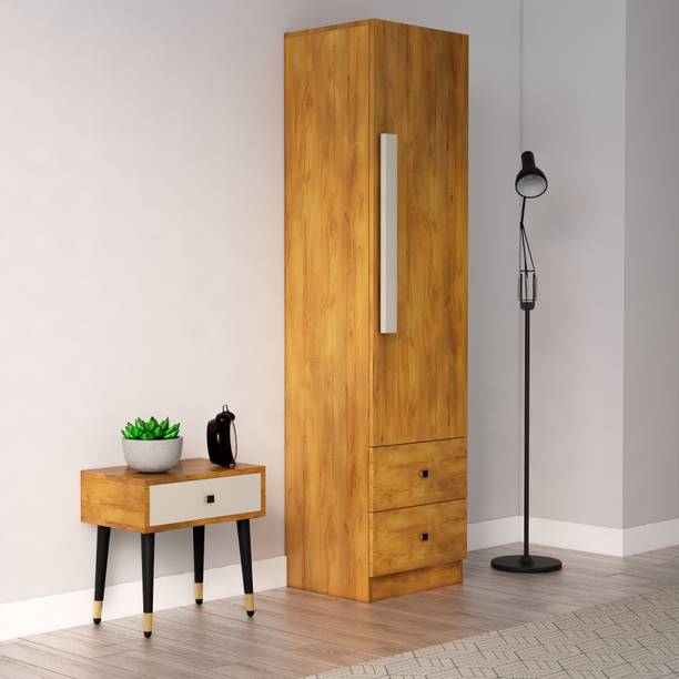 Hexa Red Wooden Wardrobe with 1 Door & 2 Drawer With Hanging Space 3 Year Warranty Engineered Wood 1 Door Wardrobe