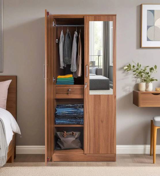 Mintwud From Pepperfry Kibo 2 Door Wooden Wardrobe With Mirror For Bedroom Engineered Wood 2 Door Wardrobe