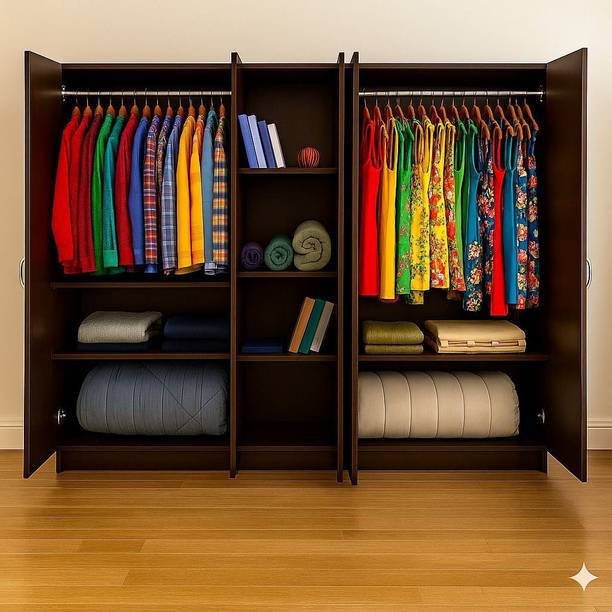 Home Full Eric Engineered Wood 5 Door Wardrobe