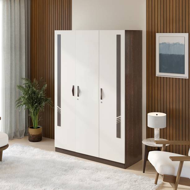 BLUEWUD Andrie 3 Door Almira for Bedroom Home Furniture Engineered Wood 3 Door Wardrobe