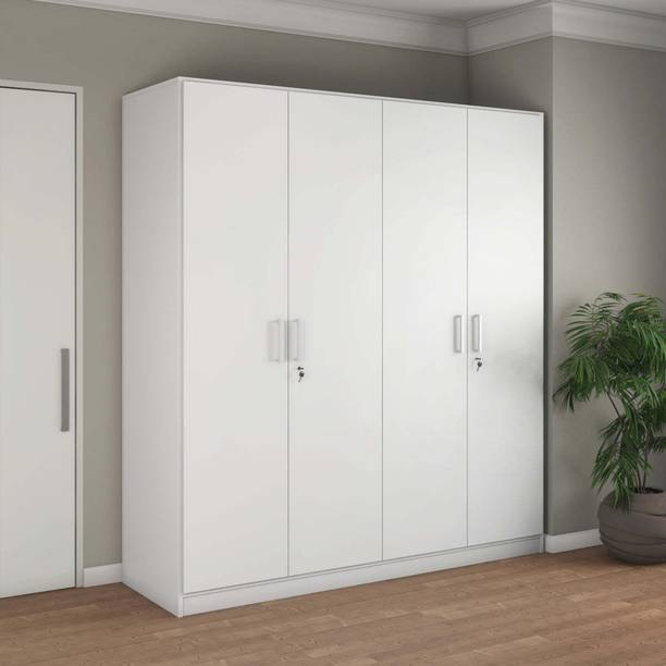 Nilkamal Max with 13 Shelves | 4 Drawers | 1 Cabinet | 2 Hanging Rod | Engineered Wood 4 Door Wardrobe