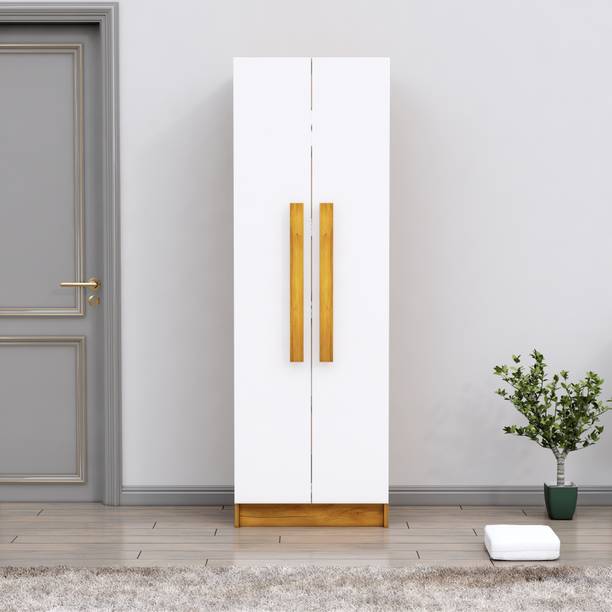Hexa Red Wooden Wardrobe with 2 Drawer & Hanging Space 3 Year Warranty Engineered Wood 2 Door Wardrobe