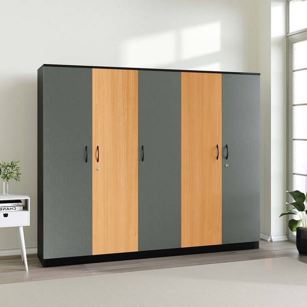Home Full Eric 5Door Wardrobe Wenge with Grey/Beach Engineered Wood 5 Door Wardrobe