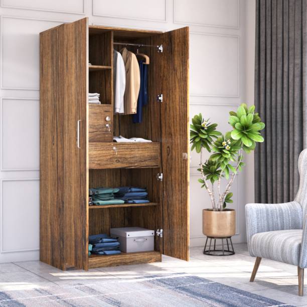 Klaxon products 2 Door With Locker Space Engineered Wood 2 Door Wardrobe