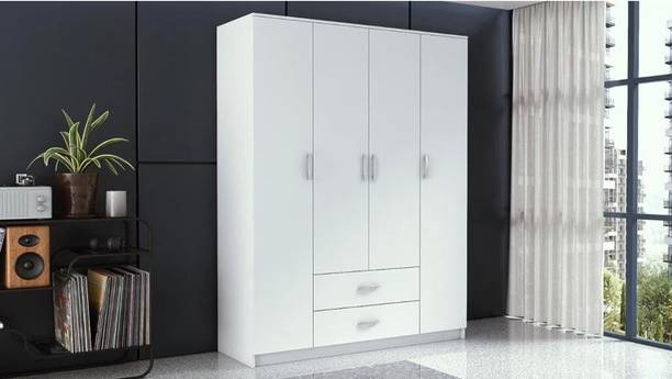 CASPIAN Wooden Almirah for Clothes and Stacking space -Home Furniture Storage Engineered Wood 4 Door Wardrobe