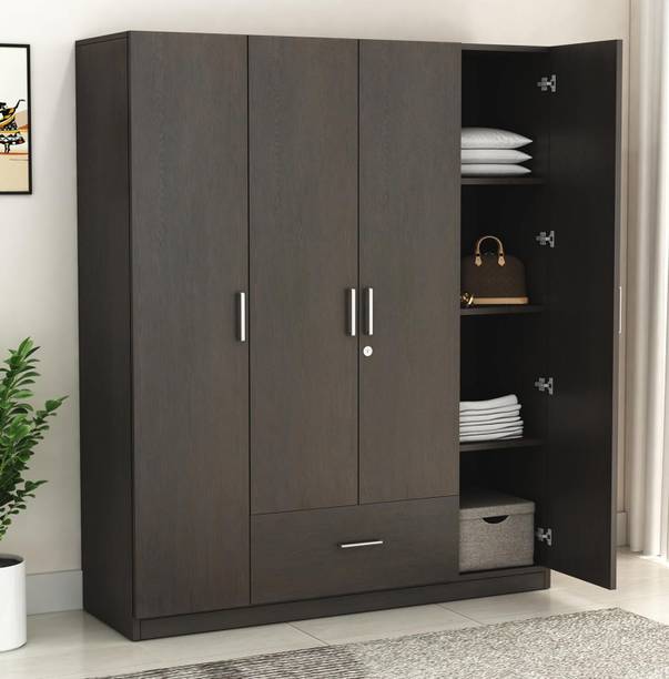 FURNIFINE Wooden 4-Door Wardrobe/Almirah/Cupboard Storage Cabinet Furniture For Home Engineered Wood 4 Door Wardrobe