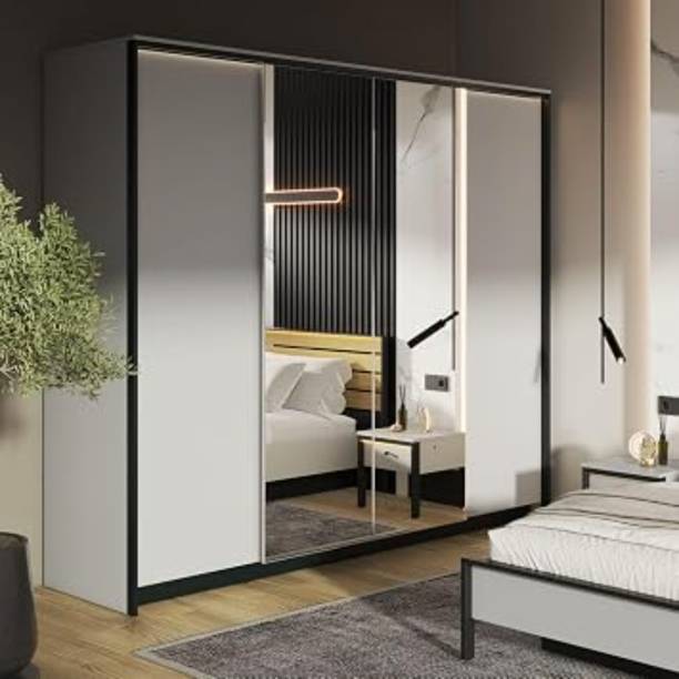 Grand Furnish Engineered Wood Wardrobe with Mirror Engineered Wood 4 Door Wardrobe