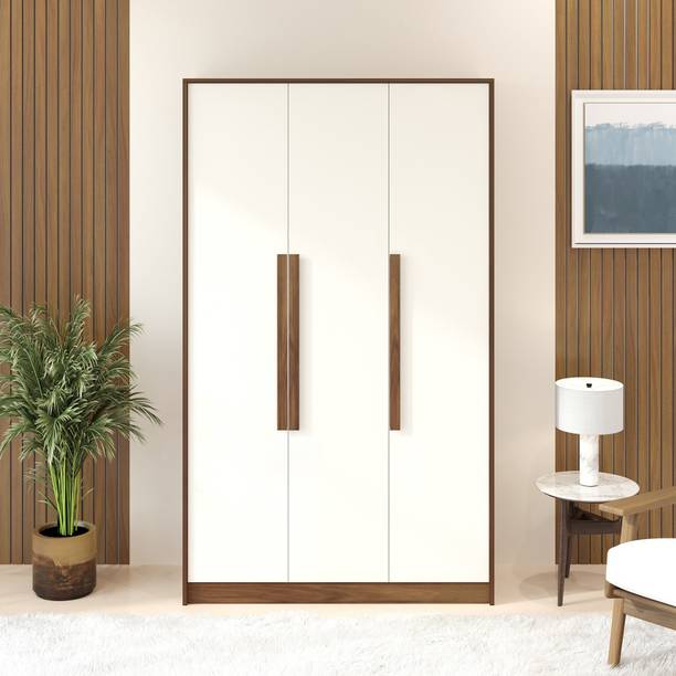 BLUEWUD Maltein Clothes Storage Organizer Almirah Cupboard with Shelves and Cloth Hanger Engineered Wood 3 Door Wardrobe