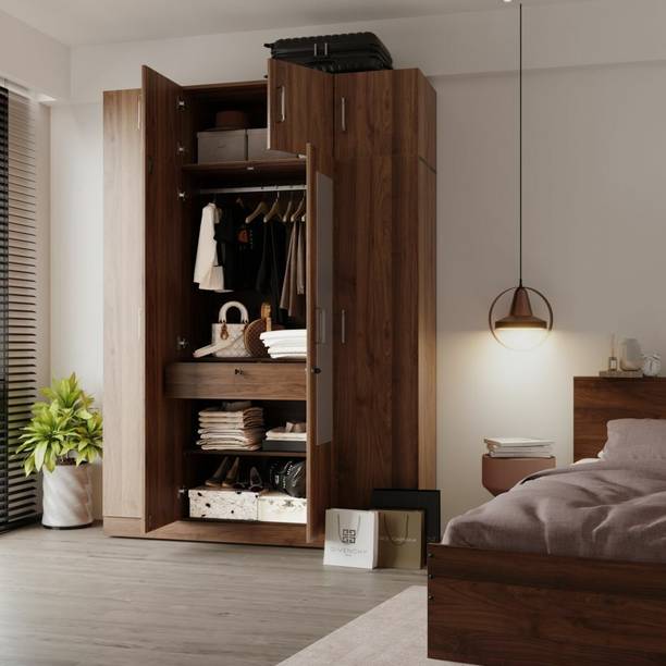 Wakefit Gingham Engineered Wood 4 Door Wardrobe
