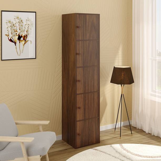 BLUEWUD Calcio 5-Tier Storage Unit Cabinet Rack Organizer Wardrobe Almirah Cupboard Engineered Wood 5 Door Wardrobe
