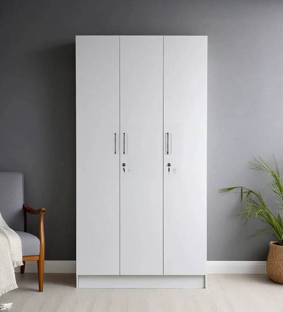 Mintwud From Pepperfry Kibo 3 Door Wardrobe With Adjustable Shelves For Bedroom/Home Engineered Wood 3 Door Wardrobe