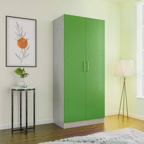 Qarpentri Vastu Friendly Green Engineered Wood 2 Door Wardrobe