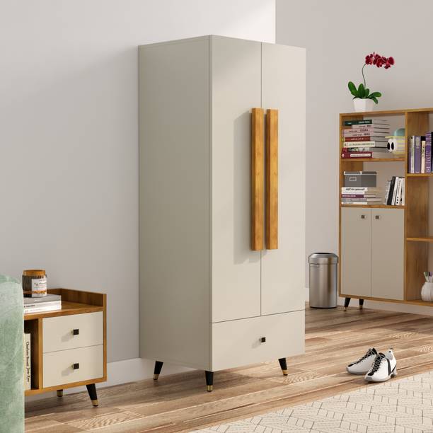 Hexa Red Wooden Wardrobe with Drawer & Hanging Space 3 Year Warranty Engineered Wood 2 Door Wardrobe