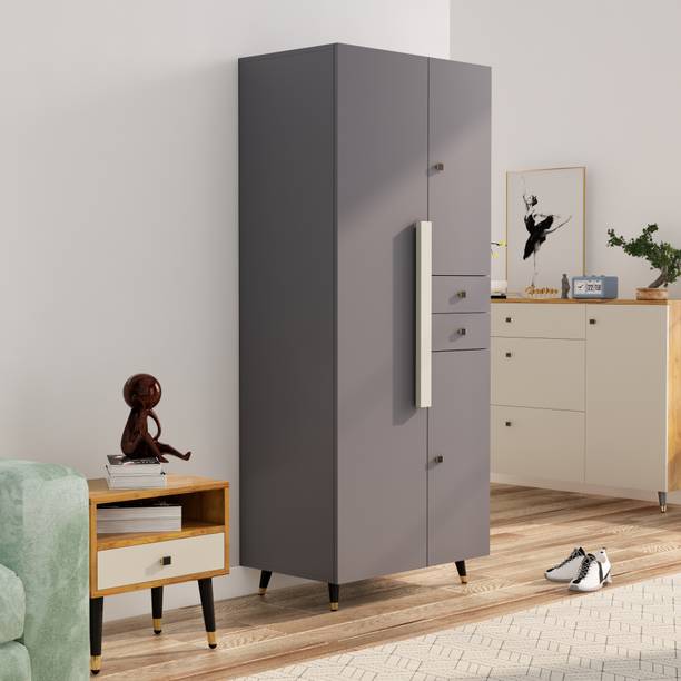 Hexa Red Wooden Wardrobe with Drawer & Hanging Space 3 Year Warranty Engineered Wood 3 Door Wardrobe