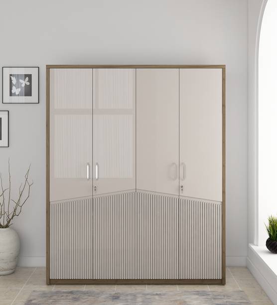 SPACEWOOD Engineered Wood 4 Door Wardrobe
