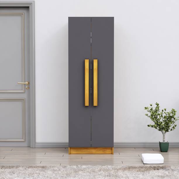 Hexa Red Wooden Wardrobe with 2 Drawer & Hanging Space 3 Year Warranty Engineered Wood 2 Door Wardrobe