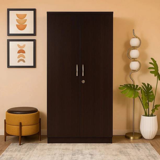 NITYAM Wooden Furniture Wardrobe With Storage Clothes Hanger for Bedroom Engineered Wood 2 Door Wardrobe