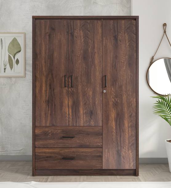 A GLOBIA CREATIONS Colter Engineered Wood 3 Door Wardrobe