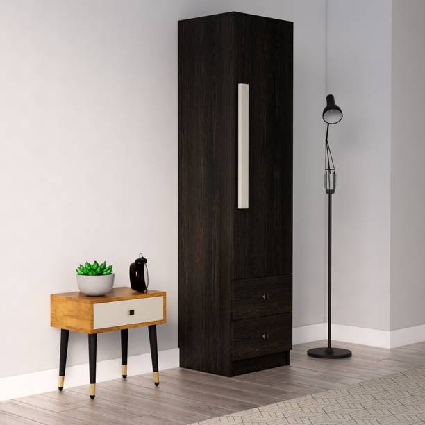 Hexa Red Wooden Wardrobe with 1 Door & 2 Drawer With Hanging Space 3 Year Warranty Engineered Wood 1 Door Wardrobe
