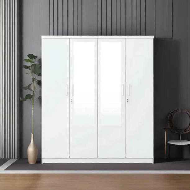 CASPIAN Wooden Almirah for Clothes and Stacking space -Home Furniture Storage Engineered Wood 4 Door Wardrobe