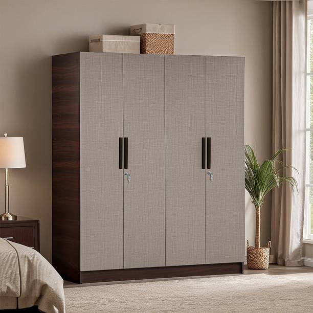 Trevi Mustang (Fabric Finish 4 door Almirah/Almari) Engineered Wood 4 Door Wardrobe
