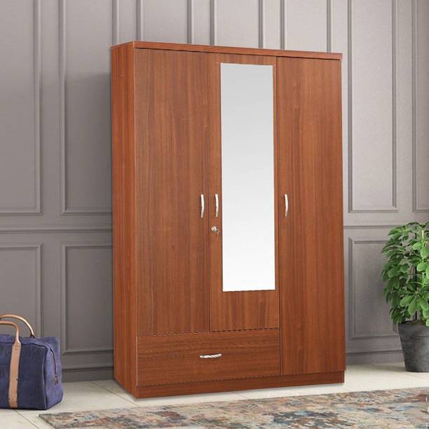 CASPIAN Wooden Almirah for Clothes and Stacking space -Home Furniture Storage Engineered Wood 3 Door Wardrobe