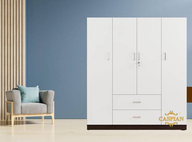 CASPIAN Wooden Almirah for Clothes and Stacking space -Home Furniture Storage Engineered Wood 4 Door Wardrobe