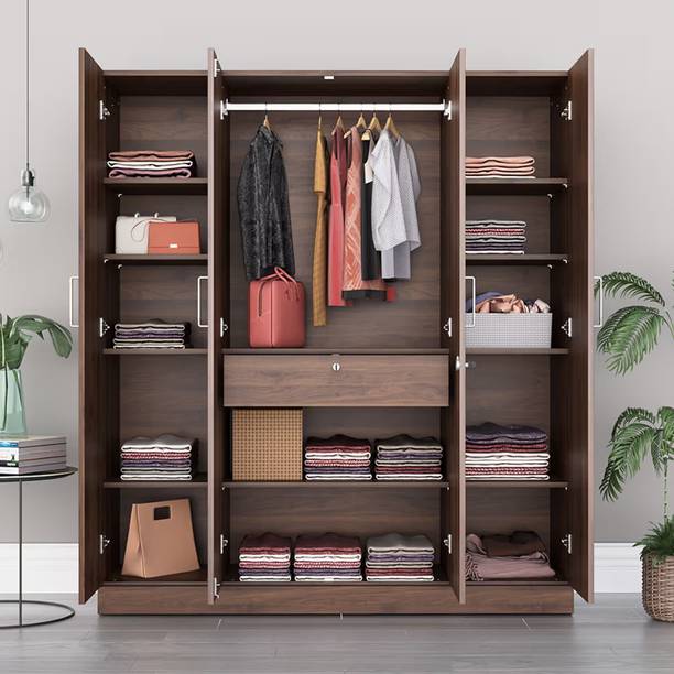 Wakefit Gingham Engineered Wood 4 Door Wardrobe