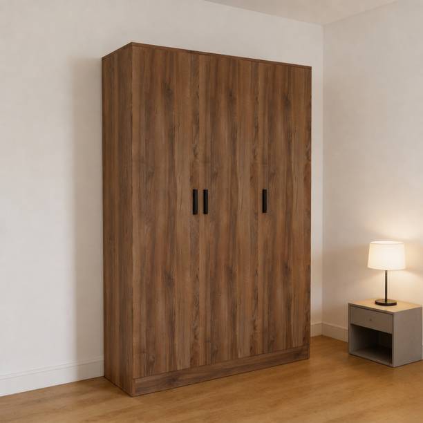 Flipkart Perfect Homes Viro Cupboard Cabinet Almirah 4 Shelf 2 Hanging Rod 17mm Thick 180 x 120 x 46 cm Engineered Wood 3 Door Wardrobe