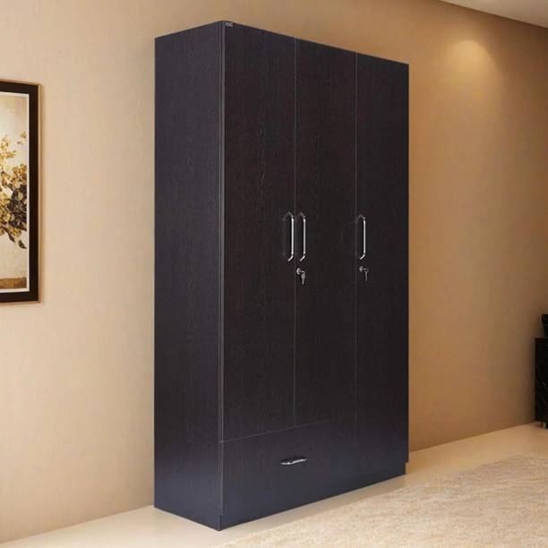 CASPIAN Wooden Almirah for Clothes and Stacking space -Home Furniture Storage Engineered Wood 3 Door Wardrobe